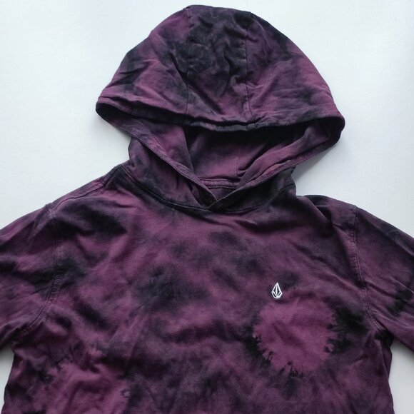 Volcom stonedye hoodies women's size M purple tie-dye pull on kangaroo pockets - Picture 2 of 12